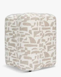 Pouf, Beige géométrique, H46 Ipsy