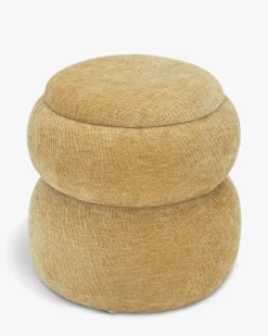 Pouf, Jaune ocre crêpé, H43 Sliema