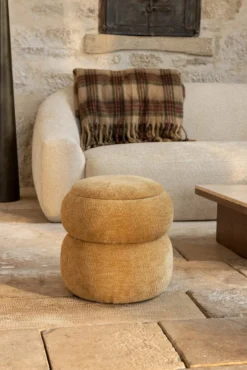 Pouf, Jaune ocre crêpé, H43 Sliema
