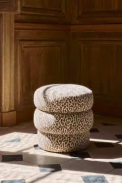 Pouf, Léopard marron, H43 Mdina