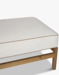 Pouf modulable de jardin, Blanc crème waterproof & bois d'acacia Bayside