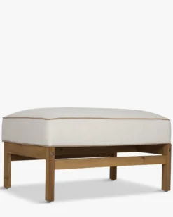 Pouf modulable de jardin, Blanc crème waterproof & bois d'acacia Bayside