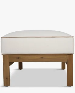 Pouf modulable de jardin, Blanc crème waterproof & bois d'acacia Bayside