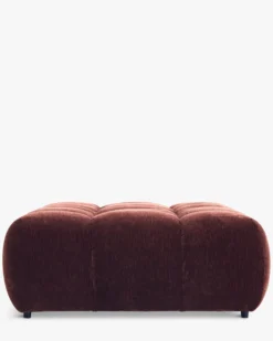 Pouf modulable, Velours bordeaux ligné Waffle
