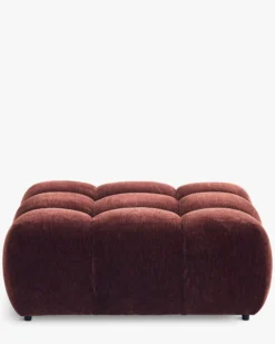 Pouf modulable, Velours bordeaux ligné Waffle