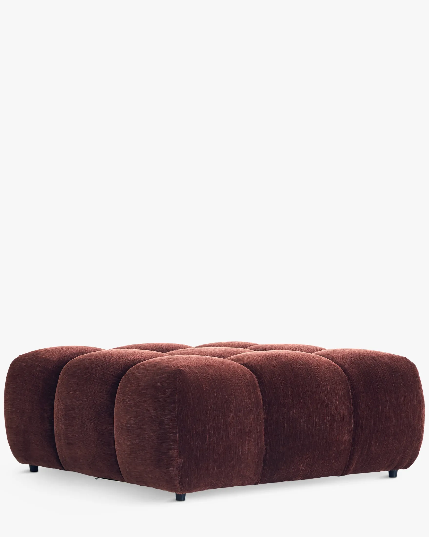 Pouf modulable, Velours bordeaux ligné Waffle