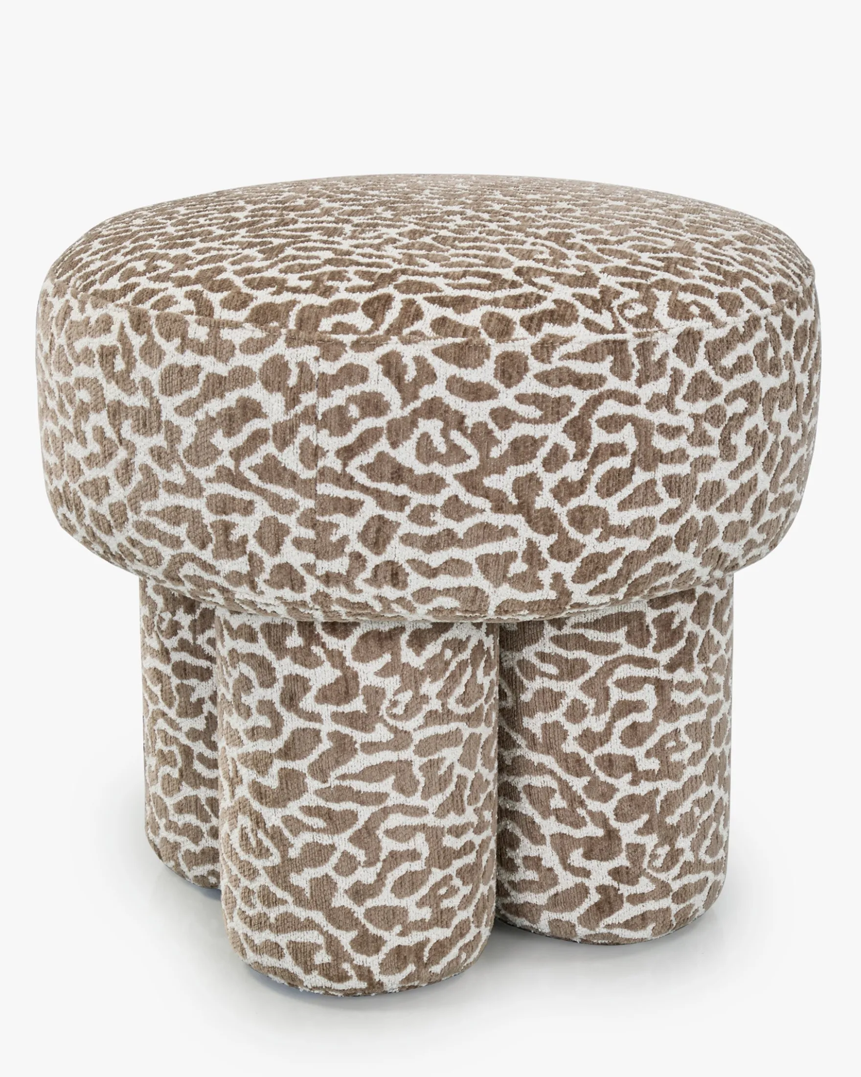 Pouf ou tabouret, Léopard marron, Ø44 Corinthe