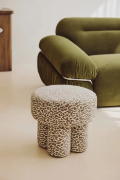 Pouf ou tabouret, Léopard marron, Ø44 Corinthe