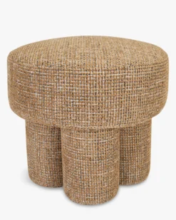 Pouf ou tabouret, Tweed marron caramel, Ø44 Corinthe
