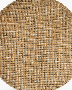 Pouf ou tabouret, Tweed marron caramel, Ø44 Corinthe