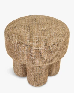 Pouf ou tabouret, Tweed marron caramel, Ø44 Corinthe