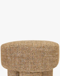 Pouf ou tabouret, Tweed marron caramel, Ø44 Corinthe