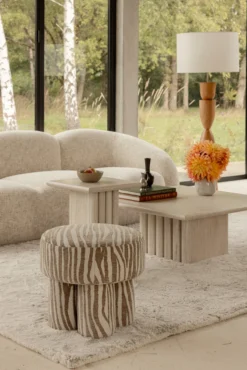 Pouf ou tabouret, Zèbre beige, Ø44 Corinthe
