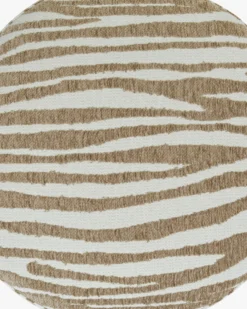 Pouf ou tabouret, Zèbre beige, Ø44 Corinthe