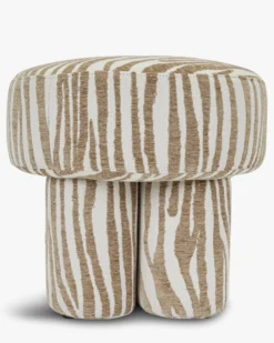 Pouf ou tabouret, Zèbre beige, Ø44 Corinthe