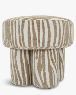 Pouf ou tabouret, Zèbre beige, Ø44 Corinthe