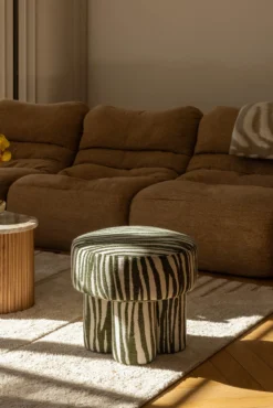 Pouf ou tabouret, Zèbre vert, Ø44 Corinthe