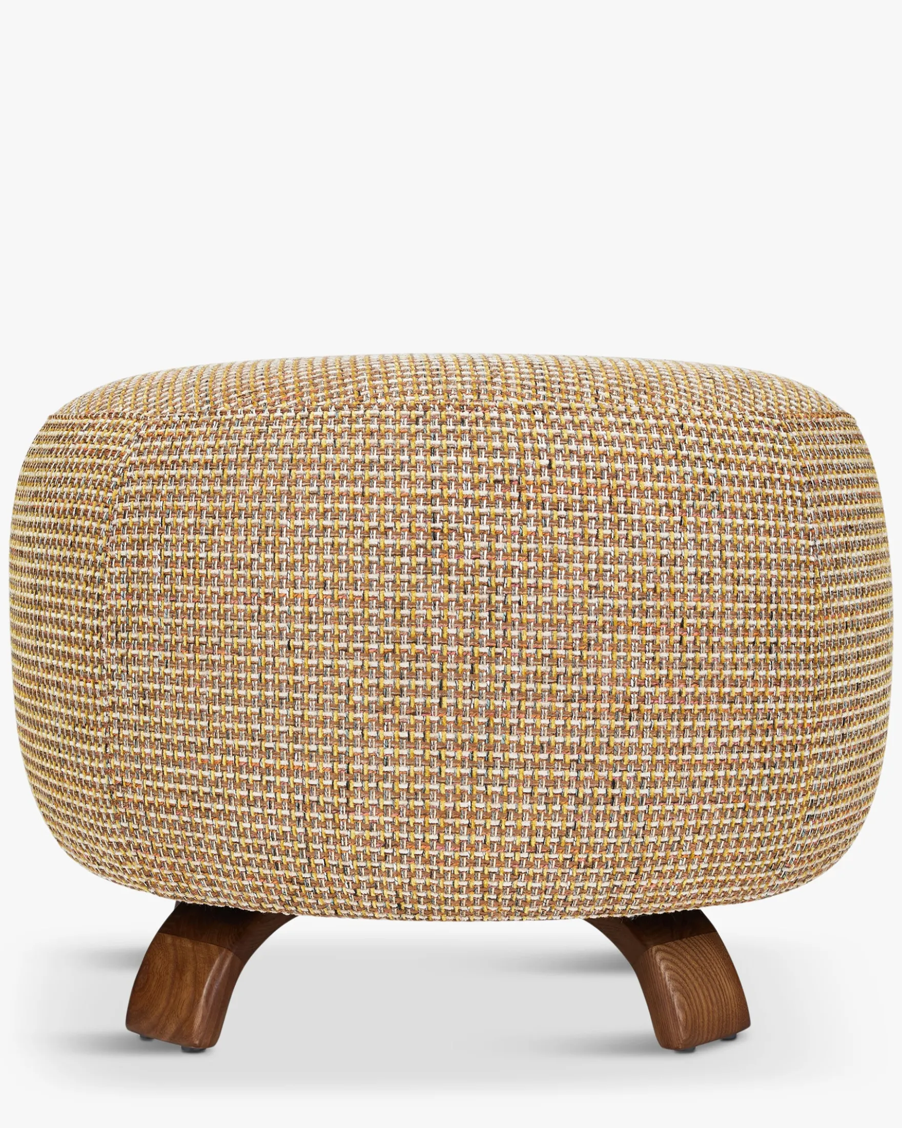 Pouf, Tweed jaune miami & bois noyer, Ø60 Platon
