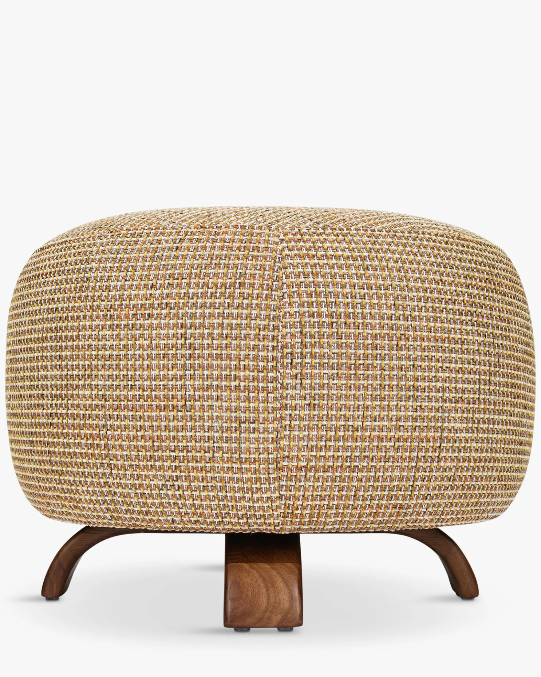 Pouf, Tweed jaune miami & bois noyer, Ø60 Platon