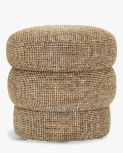 Pouf, Tweed marron caramel, H43 Mdina