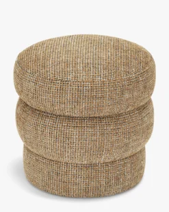 Pouf, Tweed marron caramel, H43 Mdina