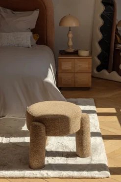 Pouf, Tweed marron chêne, H43 Luqa
