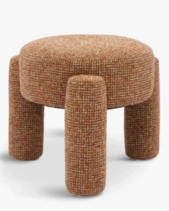 Pouf, Tweed rouge rouille et beige, H43 Luqa