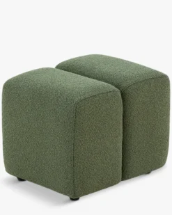 Pouf, Vert kaki bouclé, H40 Nami