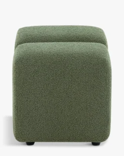 Pouf, Vert kaki bouclé, H40 Nami