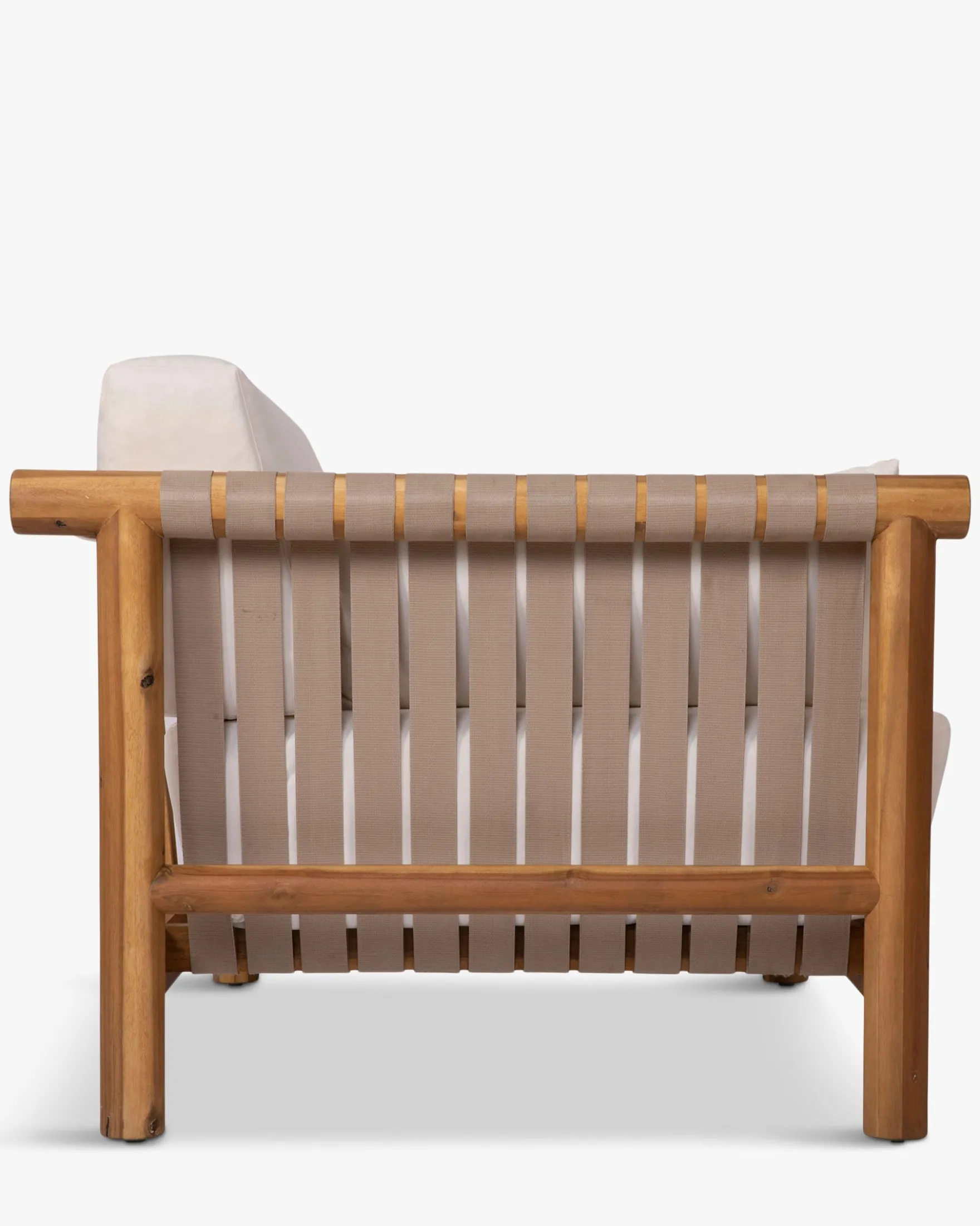 Salon de jardin, Canapé de jardin 3 places + Fauteuil, Blanc Écru & Bois d'Acacia Bexley