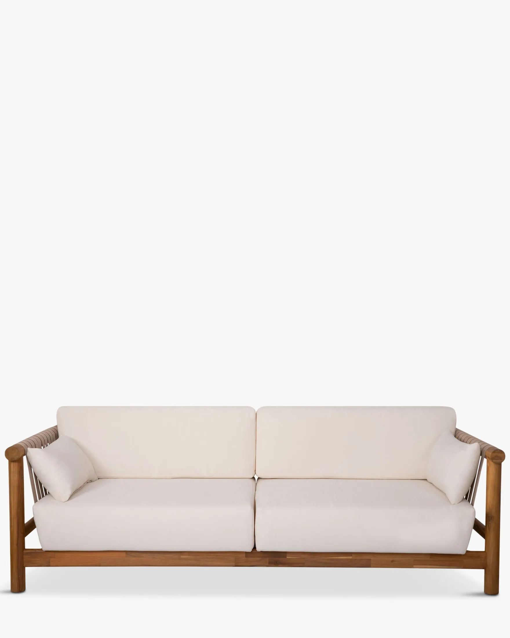 Salon de jardin, Canapé de jardin 3 places + Fauteuil, Blanc Écru & Bois d'Acacia Bexley