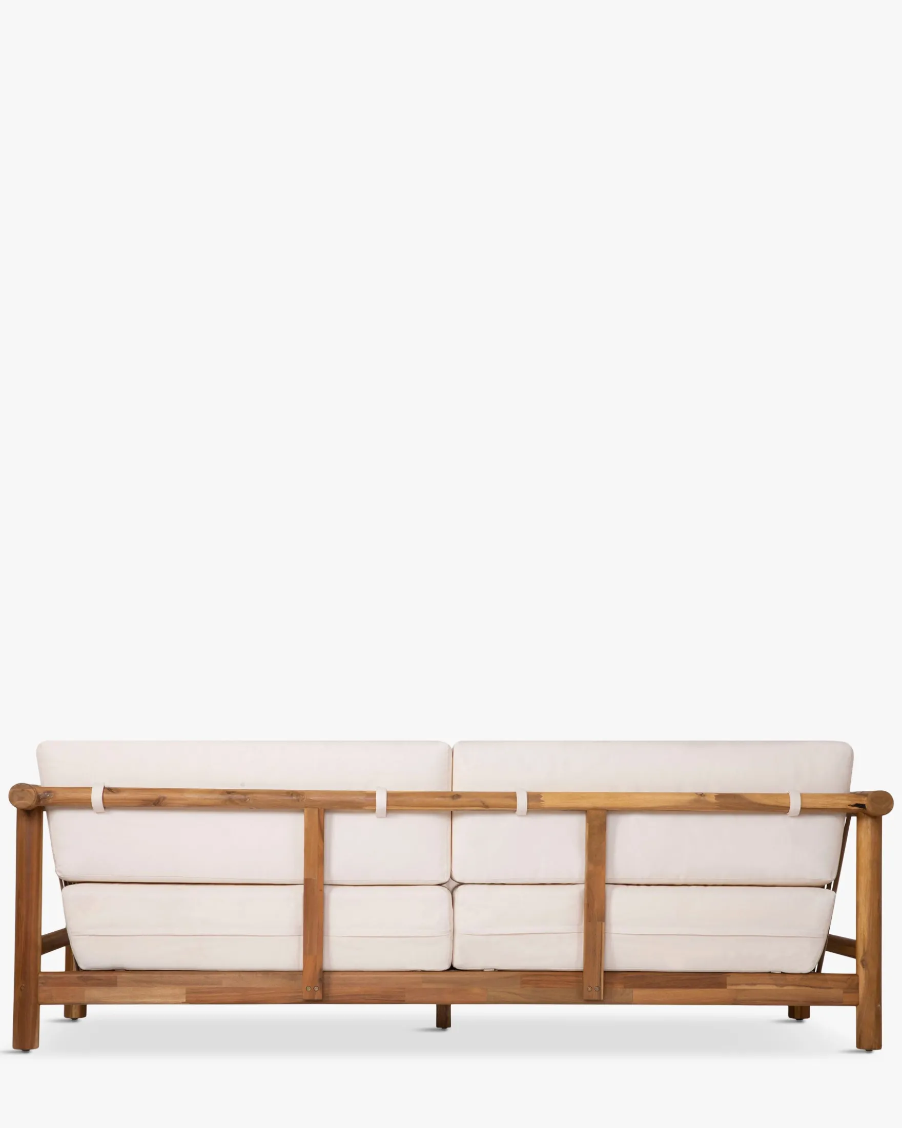 Salon de jardin, Canapé de jardin 3 places + Fauteuil, Blanc Écru & Bois d'Acacia Bexley