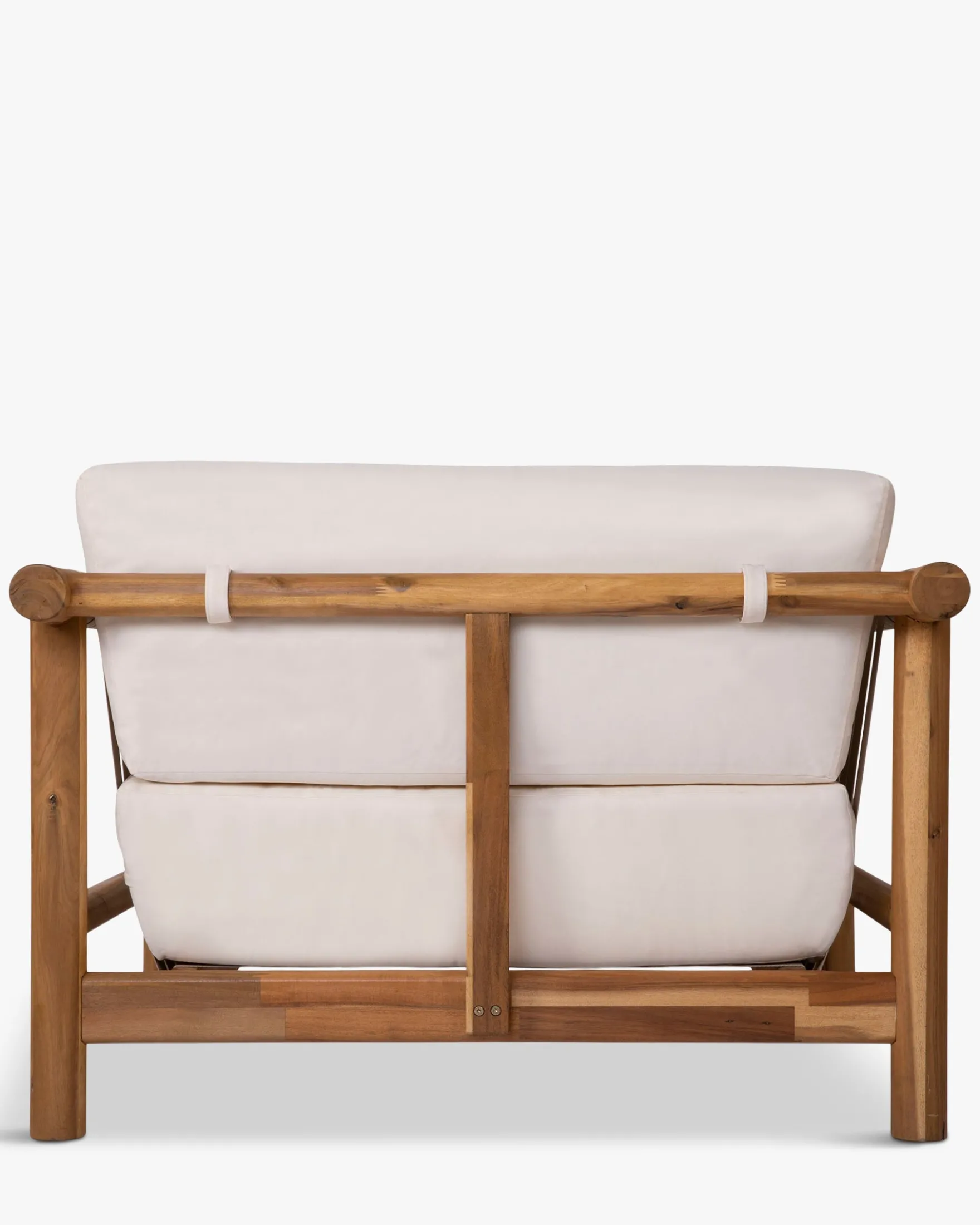 Salon de jardin, Canapé de jardin 3 places + Fauteuil, Blanc Écru & Bois d'Acacia Bexley