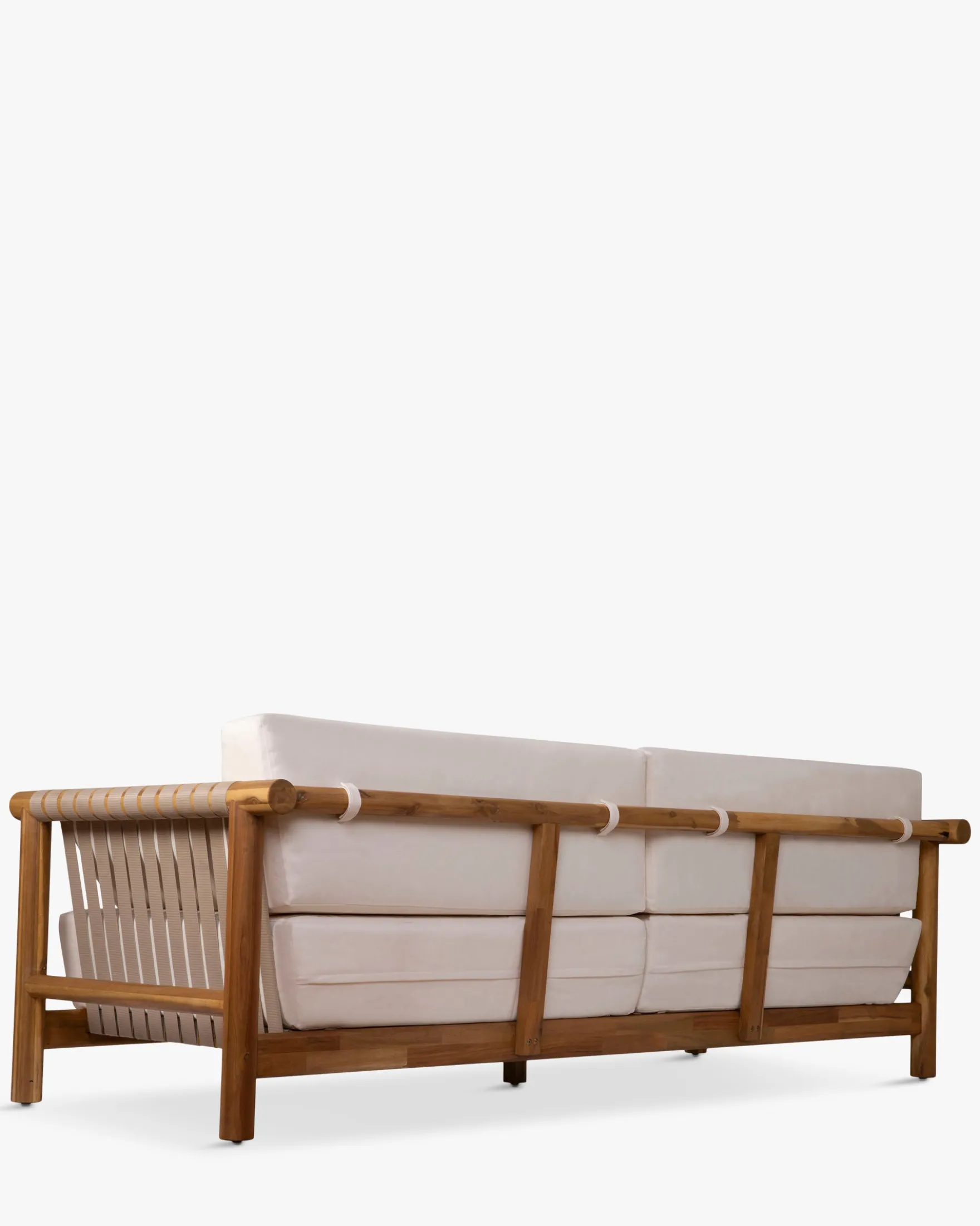 Salon de jardin, Canapé de jardin 3 places + Fauteuil, Blanc Écru & Bois d'Acacia Bexley
