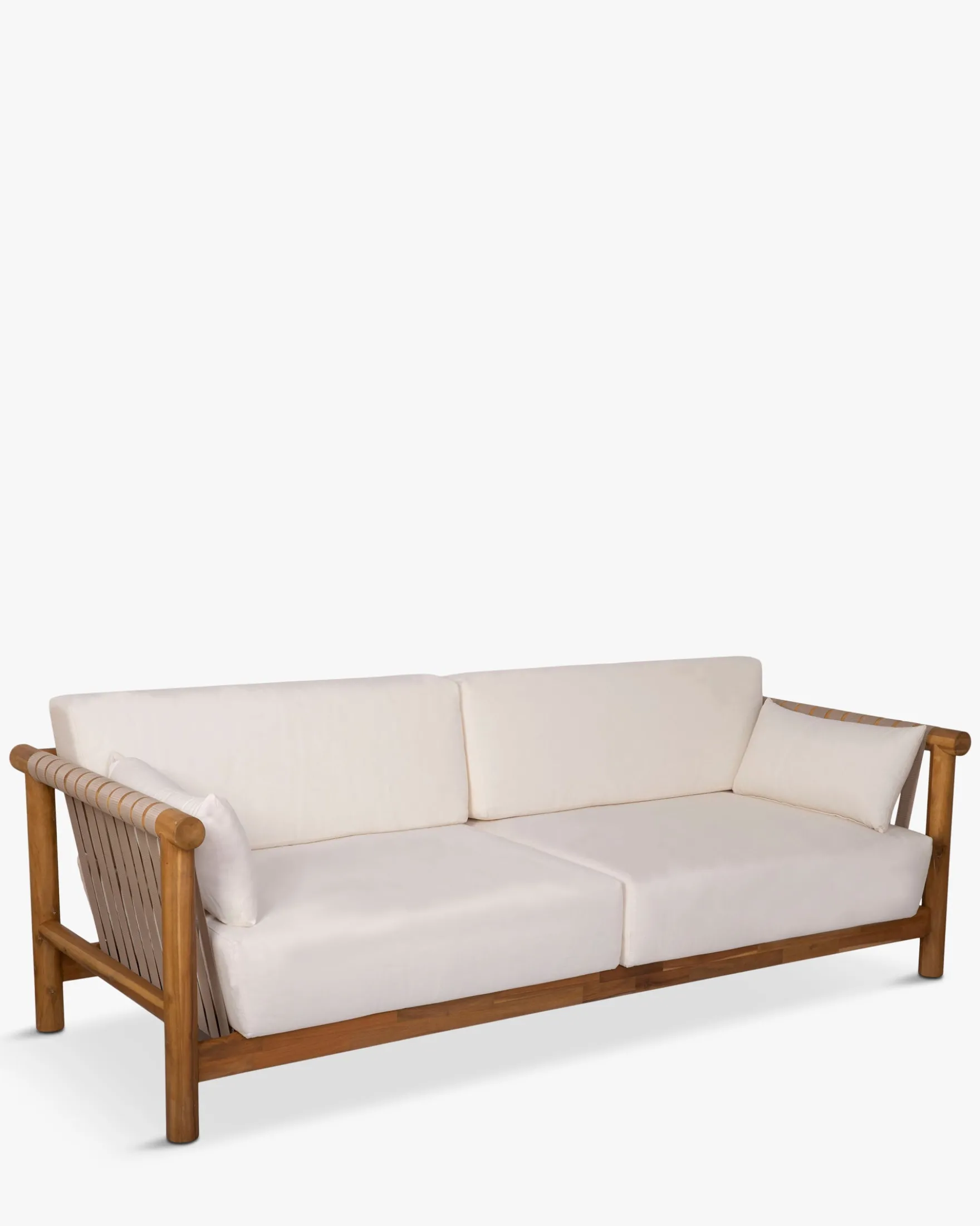 Salon de jardin, Canapé de jardin 3 places + Fauteuil, Blanc Écru & Bois d'Acacia Bexley