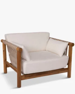 Salon de jardin, Canapé de jardin 3 places + Fauteuil, Blanc Écru & Bois d'Acacia Bexley