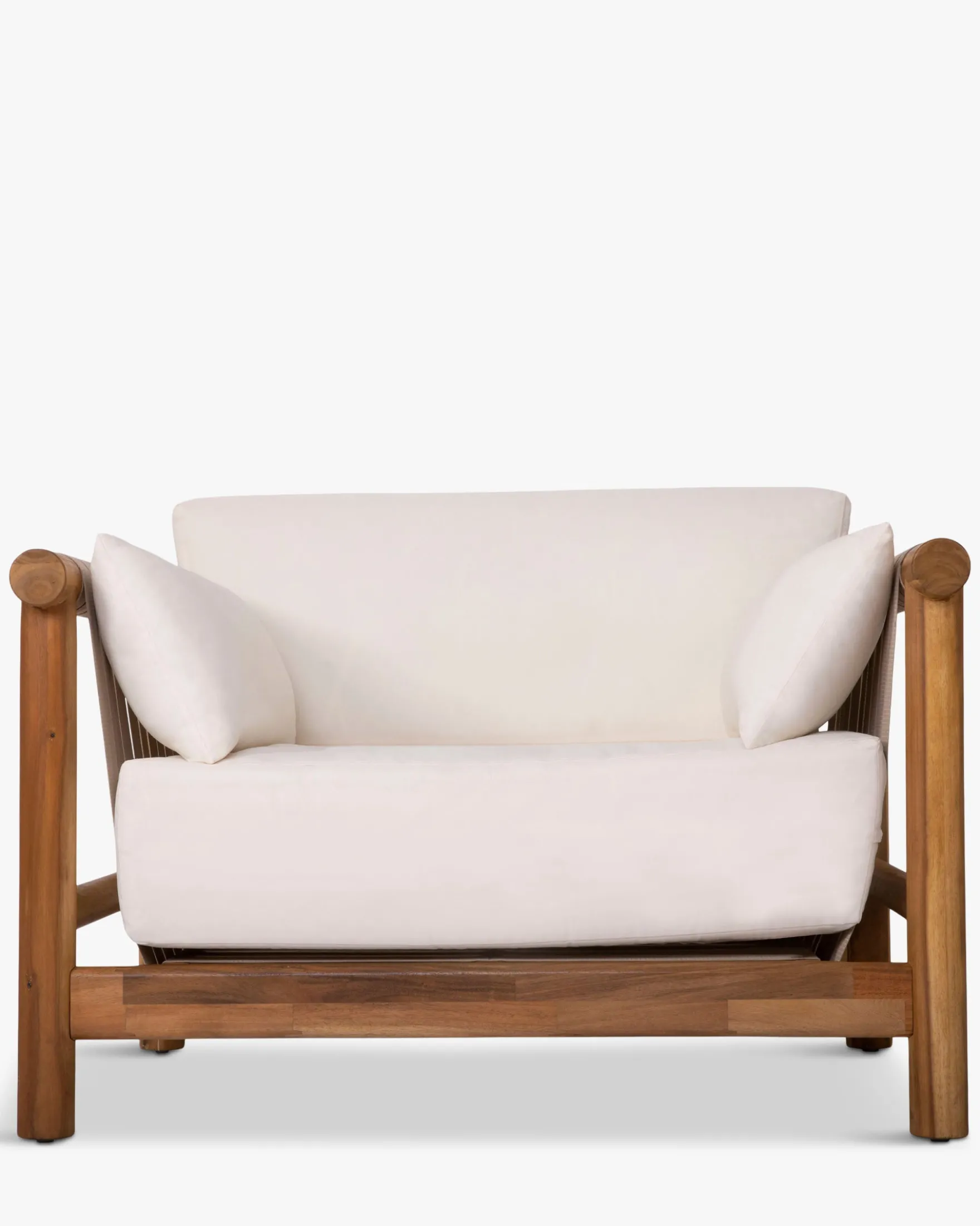 Salon de jardin, Canapé de jardin 3 places + Fauteuil, Blanc Écru & Bois d'Acacia Bexley