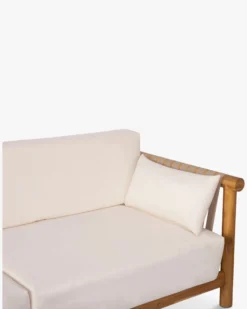 Salon de jardin, Canapé de jardin 3 places + Fauteuil, Blanc Écru & Bois d'Acacia Bexley