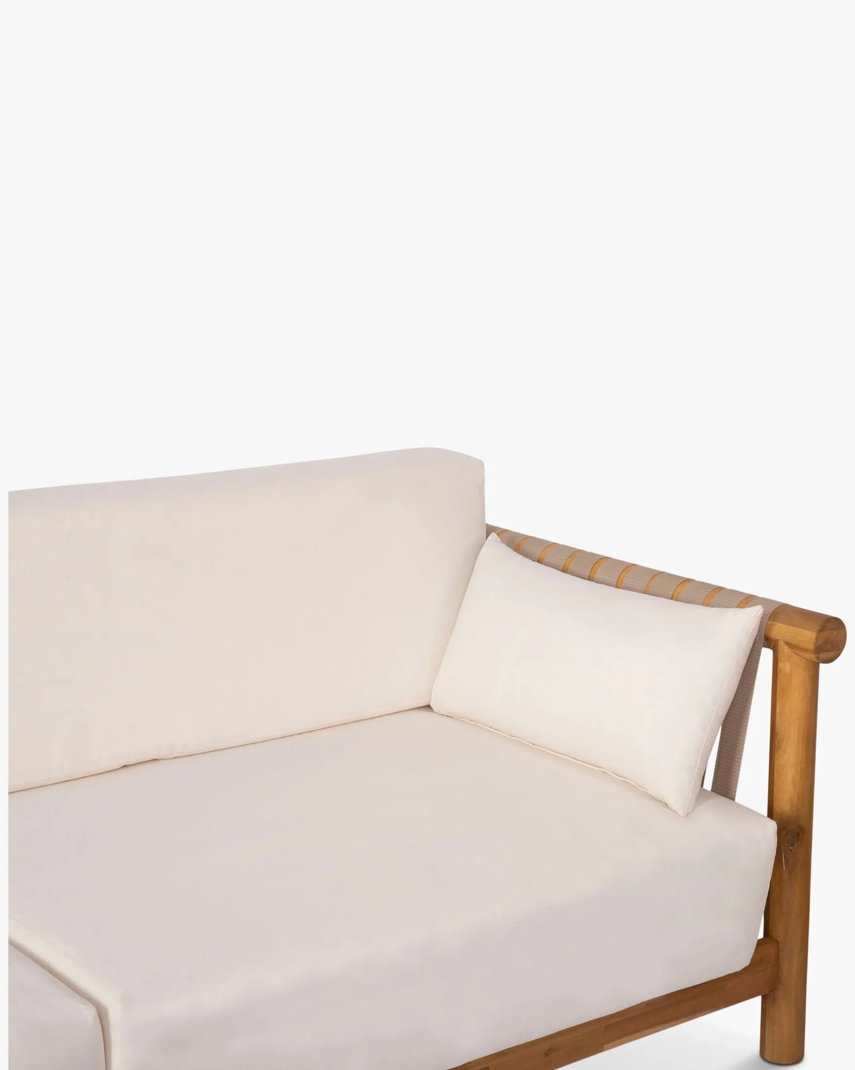 Salon de jardin, Canapé de jardin 3 places + Fauteuil, Blanc Écru & Bois d'Acacia Bexley
