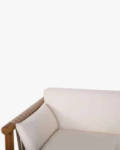Salon de jardin, Canapé de jardin 3 places + Fauteuil, Blanc Écru & Bois d'Acacia Bexley