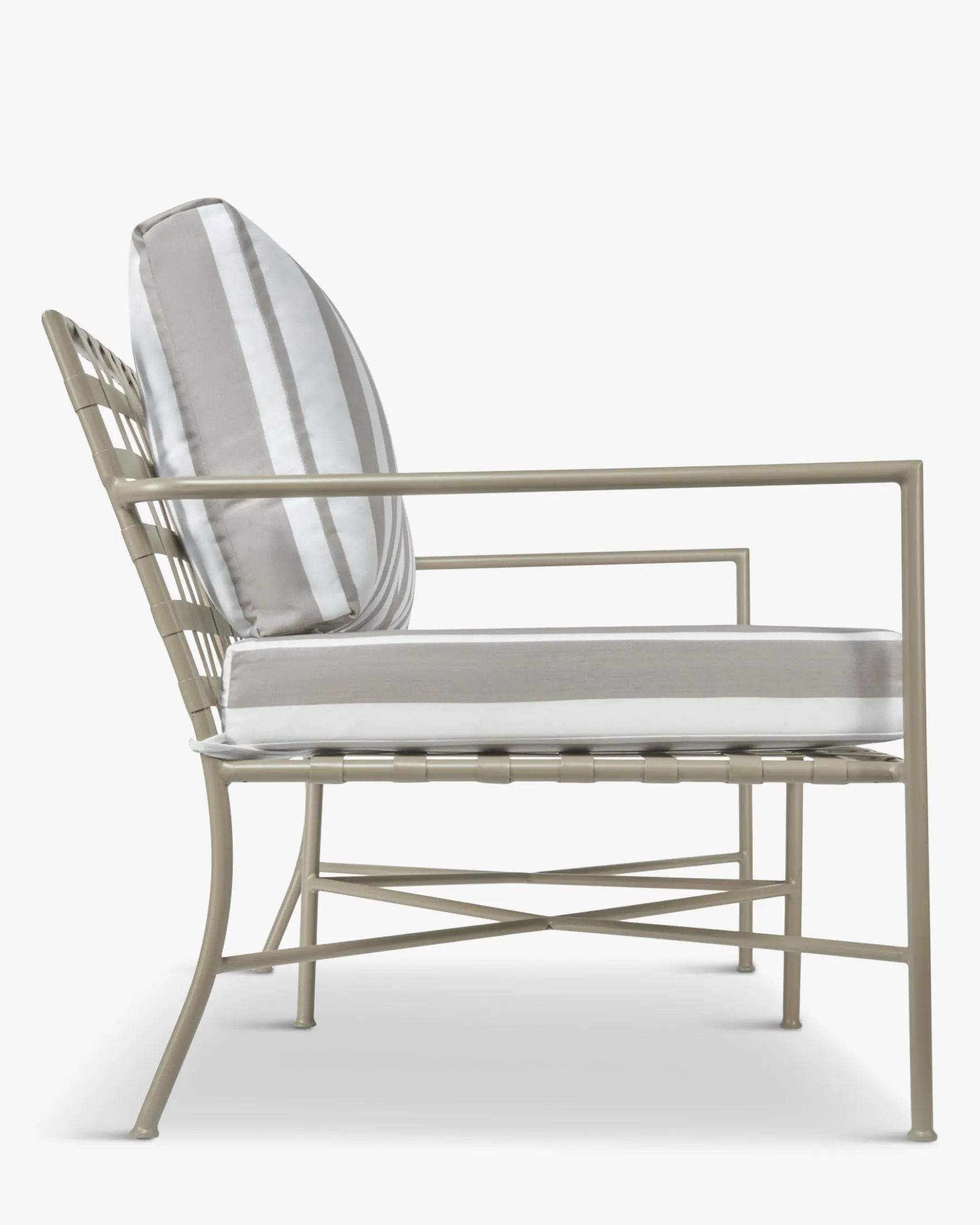 Salon de jardin, Canapé + Fauteuil + Table, Taupe Rayé & Métal taupe Bel air