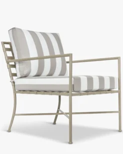 Salon de jardin, Canapé + Fauteuil + Table, Taupe Rayé & Métal taupe Bel air