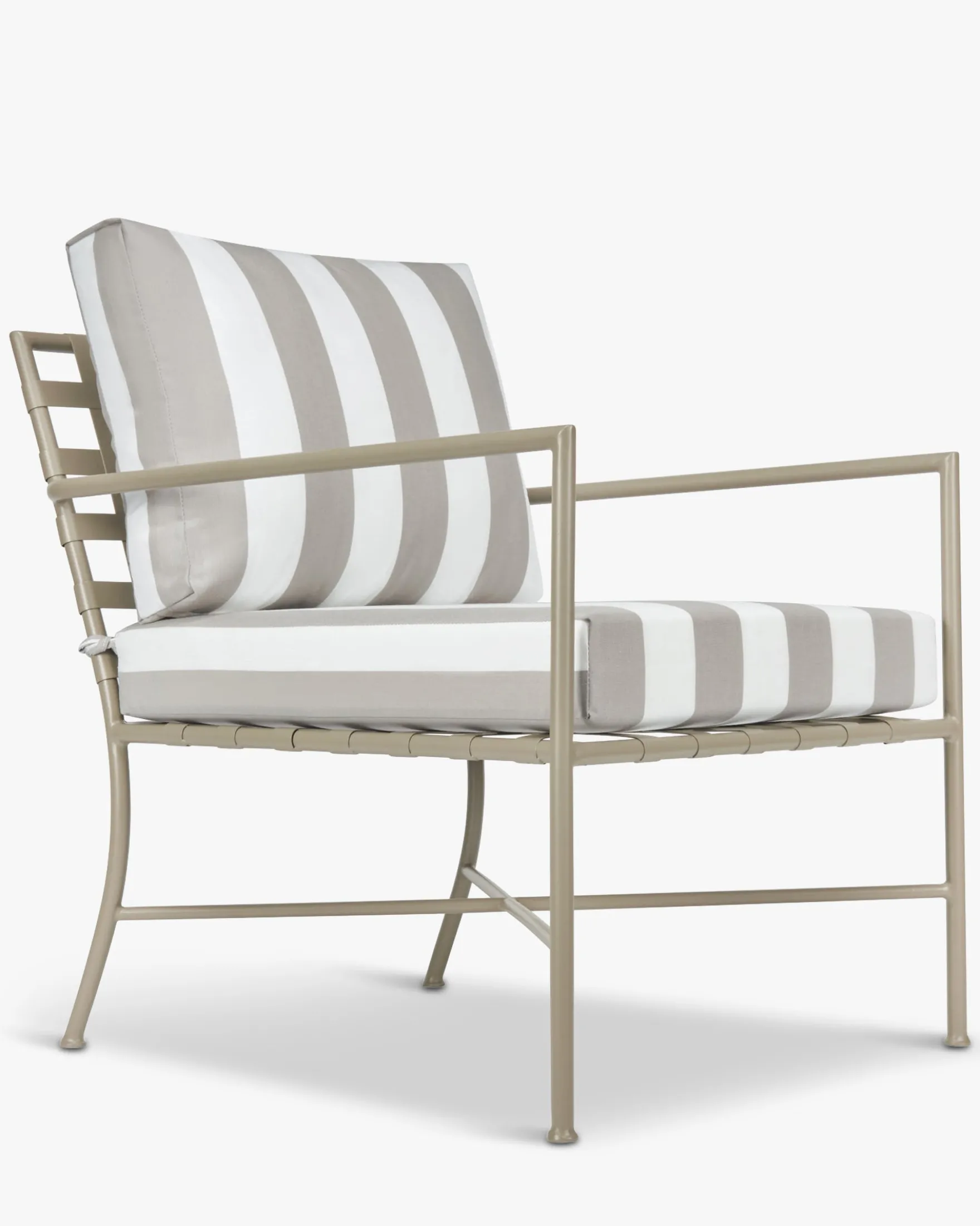 Salon de jardin, Canapé + Fauteuil + Table, Taupe Rayé & Métal taupe Bel air