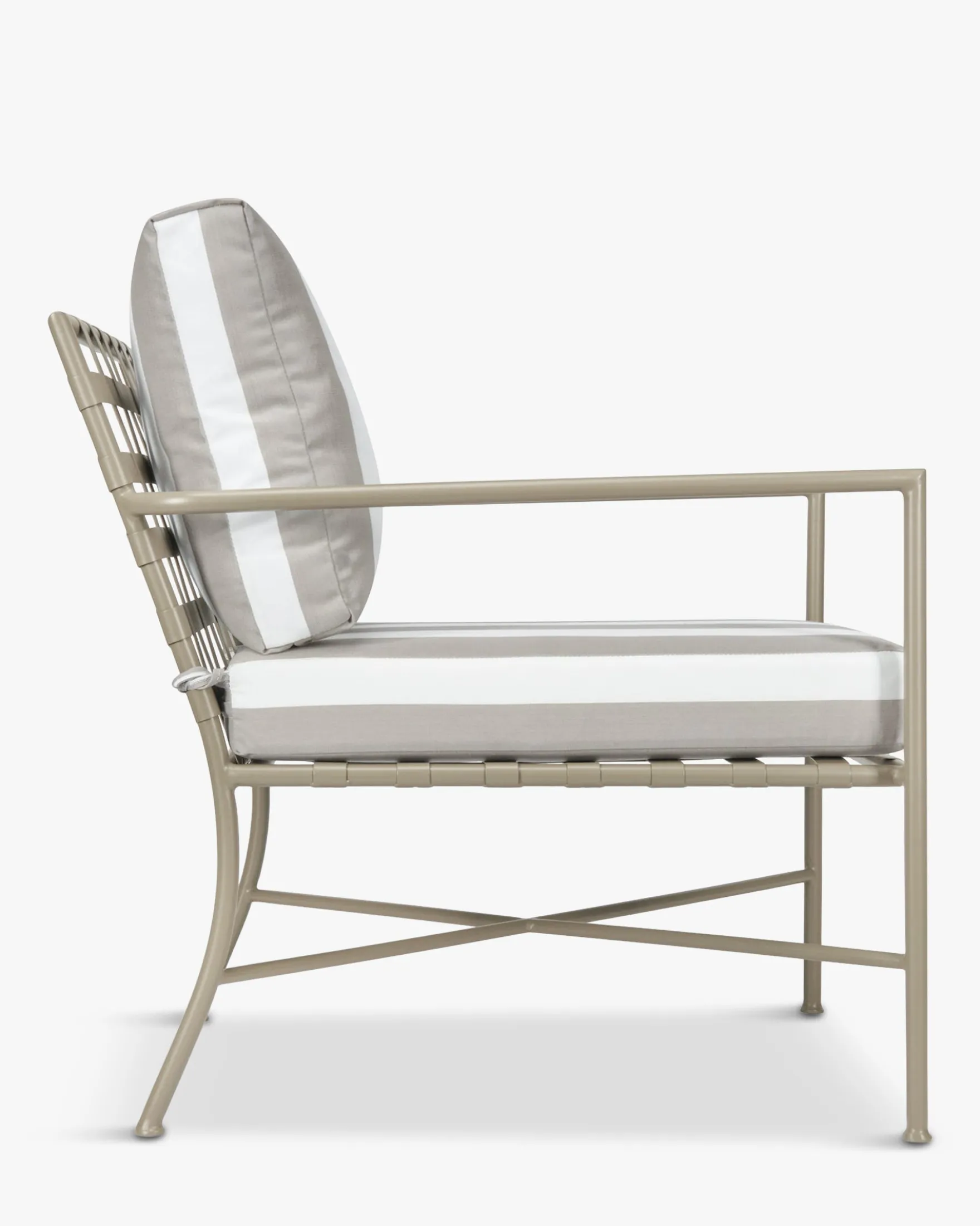 Salon de jardin, Canapé + Fauteuil + Table, Taupe Rayé & Métal taupe Bel air