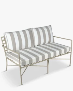 Salon de jardin, Canapé + Fauteuil + Table, Taupe Rayé & Métal taupe Bel air