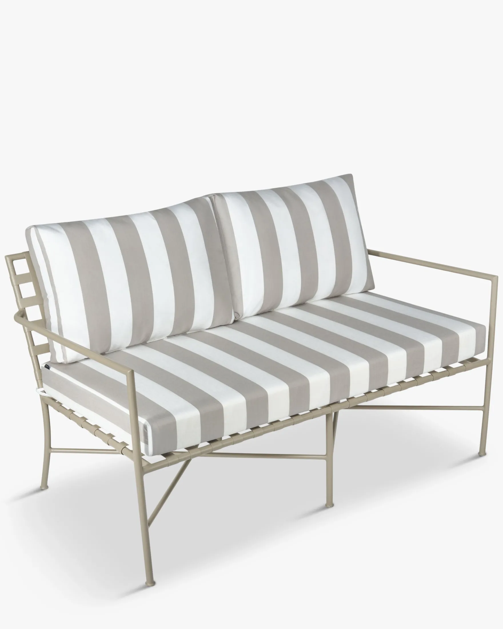 Salon de jardin, Canapé + Fauteuil + Table, Taupe Rayé & Métal taupe Bel air