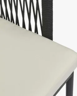 Salon de jardin, Canapé 3 places + 2 Fauteuils, Blanc écru, Cordage & Métal noir Santa Monica