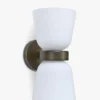 Suspension ou applique murale, Verre blanc & métal bronze, H29 Crosby
