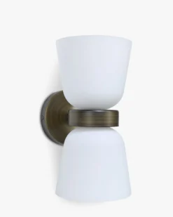 Suspension ou applique murale, Verre blanc & métal bronze, H29 Crosby