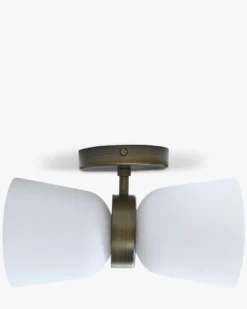 Suspension ou applique murale, Verre blanc & métal bronze, H29 Crosby